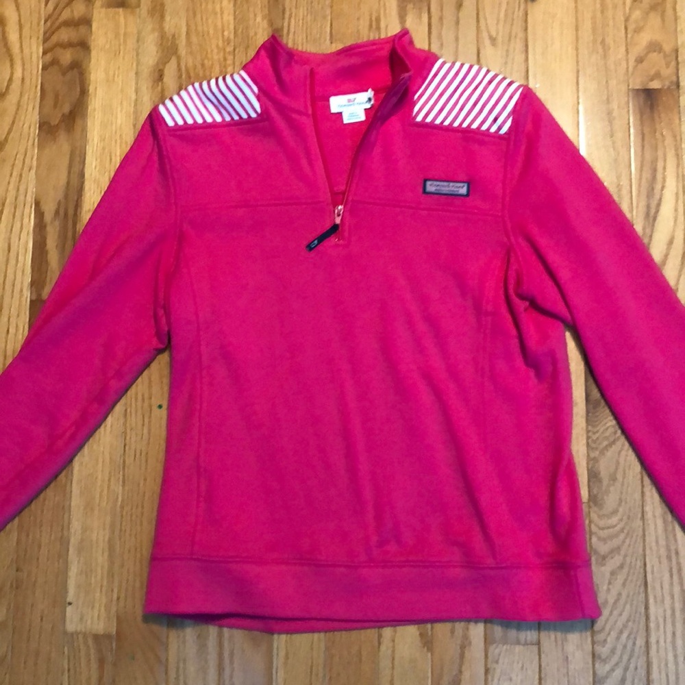 Vineyard Vines Pink/White Candy Stripe 1/4 Zipup